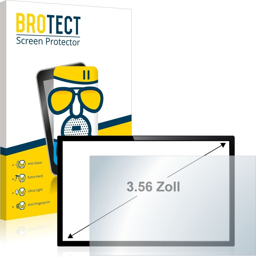 BROTECT Entspiegelungs Schutzglas für Touch-Panel PCs mit 9.1 cm (3.6 Zoll) Displays 54.3 x 72 mm Schutzfolie Panzer Folie Glas Display Schutz matt
