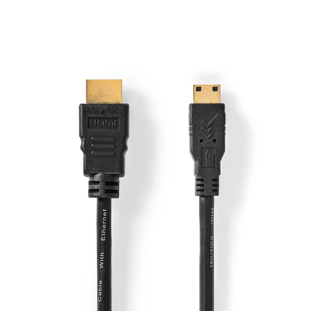 Cavo HDMI™ ad alta velocità con Ethernet | Connettore HDMI™ | Mini connettore HDMI™ | 4K@30Hz | 10,2 Gbps | 3,00 | Rotondo | PVC | Nero | Etichetta
