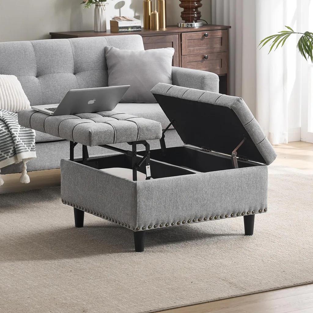 Pouf salon chambre à coucher, siège d'appoint avec rangement intégré