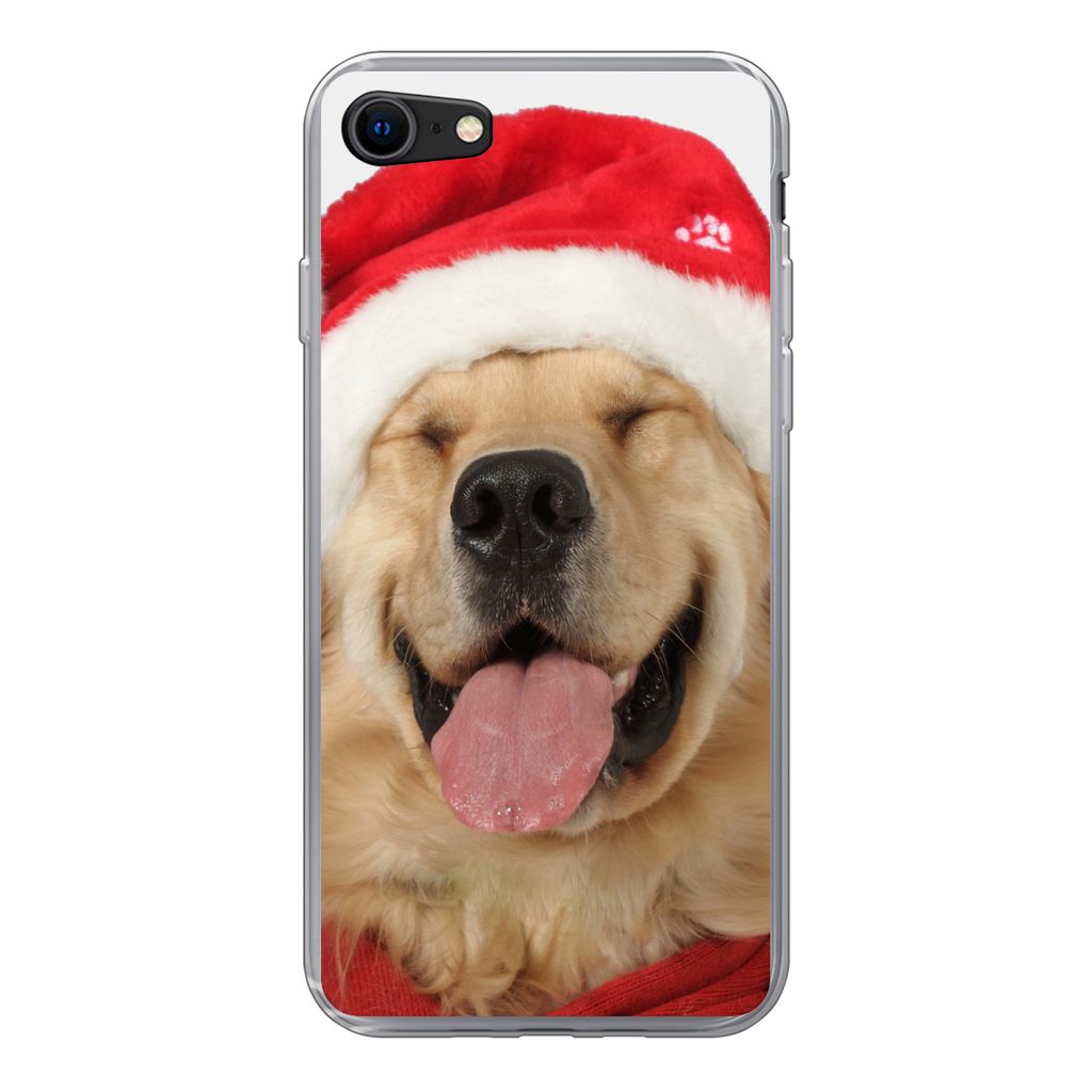 MuchoWow Handyhülle Schutzhülle Hülle für iPhone SE 2022 Hund - Lustig - Lachen - Kinder - Jungen - Mädchen Silikon Softcase Handy Hülle - ...