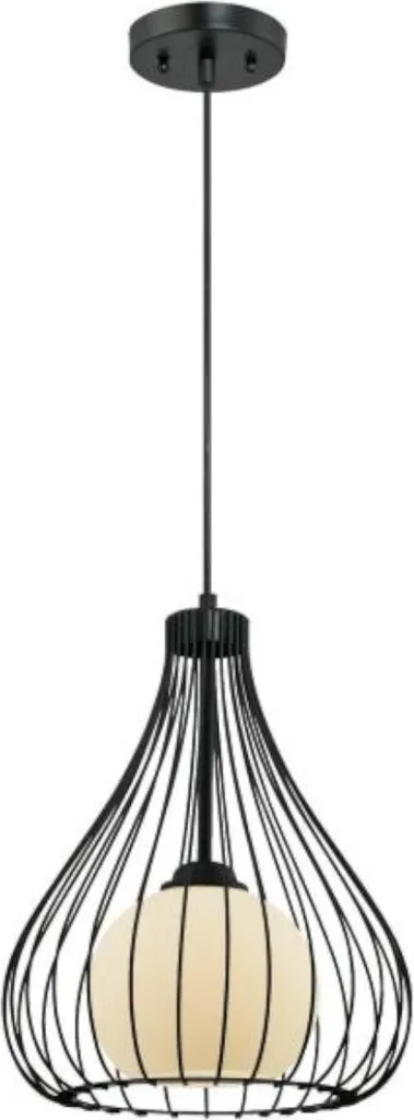 Luminaire Suspension Noir Mat et Globe Verre 1 Feu pour Salon et Loft