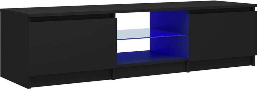 vidaXL Armoire TV avec lampes LED Noir 140x40x36 cm Image du produit 