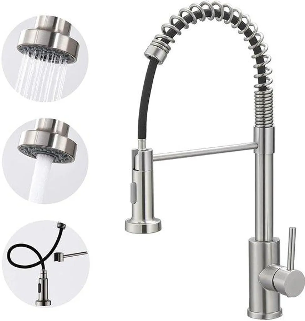 Robinet de cuisine haute pression à douchette extractible et pivotant