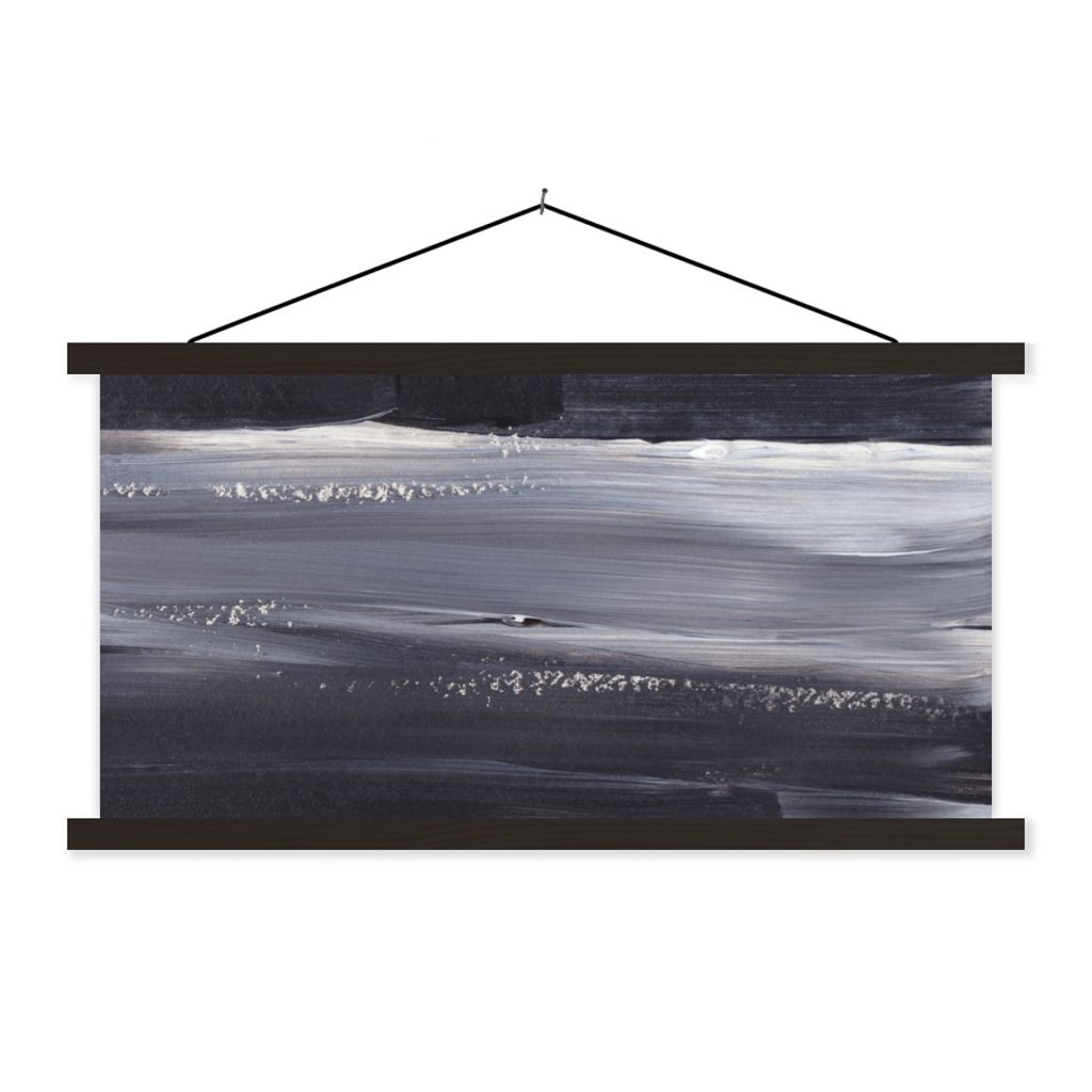 MuchoWow Textilposter Farbe - Abstrakt - Schwarz 60x30 cm mit schwarzem Rahmen - Textilien