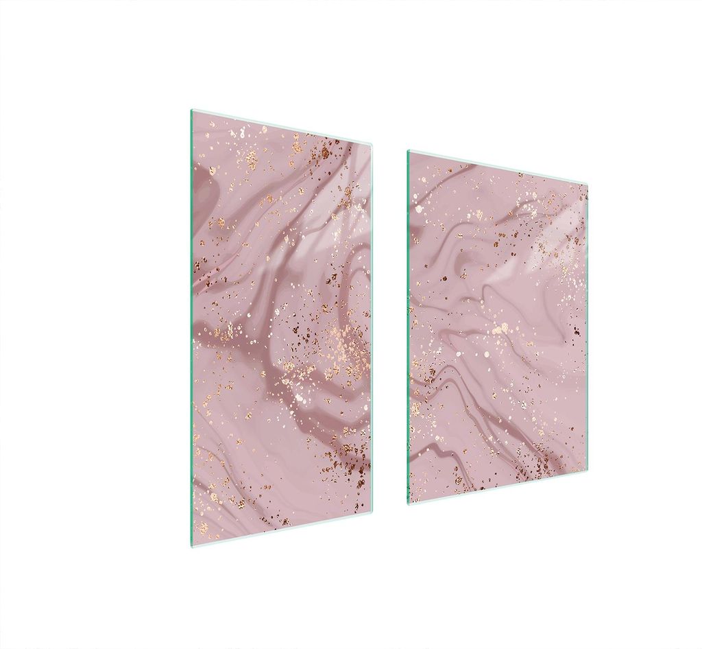 Herdabdeckplatten 2 teilig 75x52 Glaskeramikkochfeld Abdeckung Glas Schneidebrett Marmor Rosa