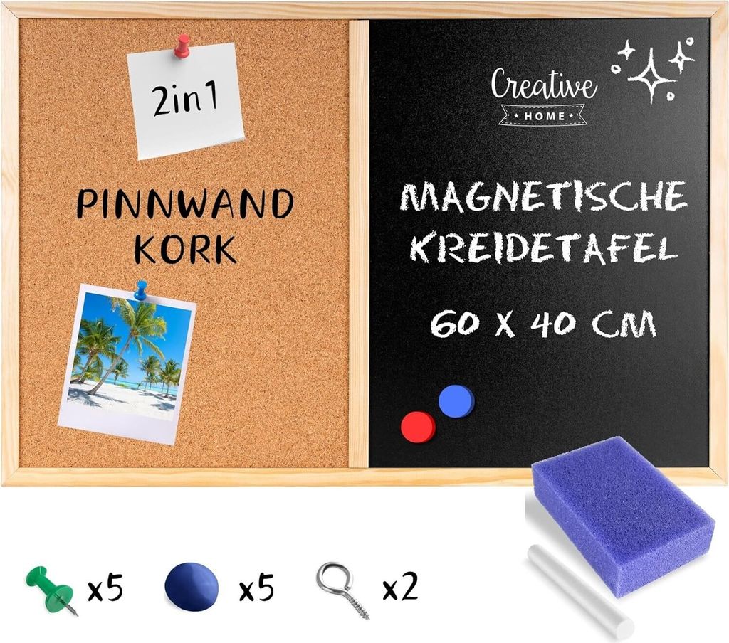 Creative Home 60 x 40 cm (+/-3cm) Magnetisch Kreidetafel & Produktbild 