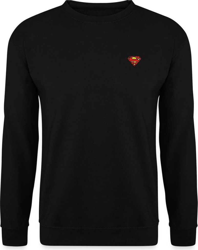 Spreadshirt Superman Original Logo S-Shield Stick Uni Pullover, L, Schwarz