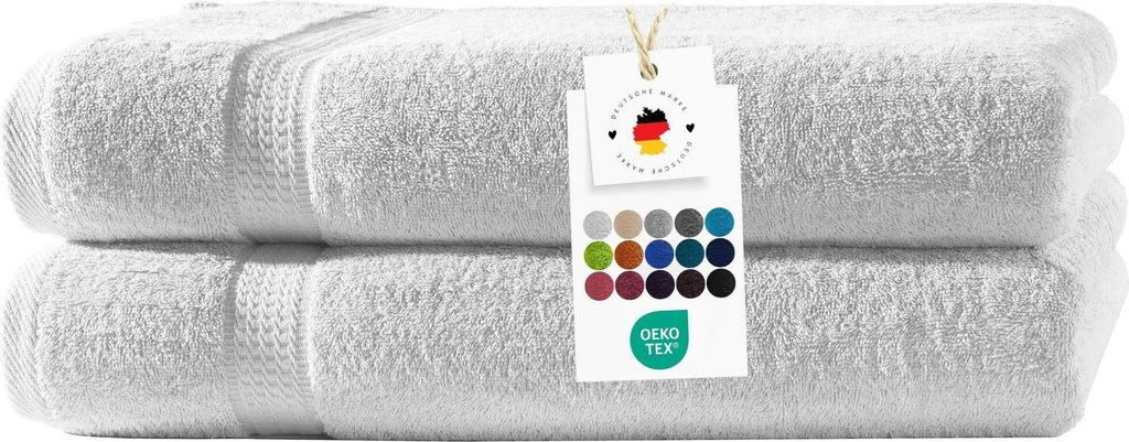 Duschtücher 70x140 cm aus 100% Baumwolle im 2er Set, Frottier Handtücher Set 500g/m2