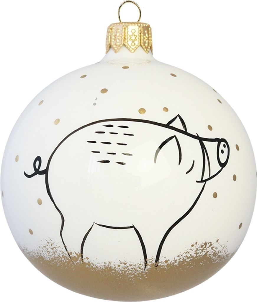 Weihnachtskugel mit gemaltem Wildschwein