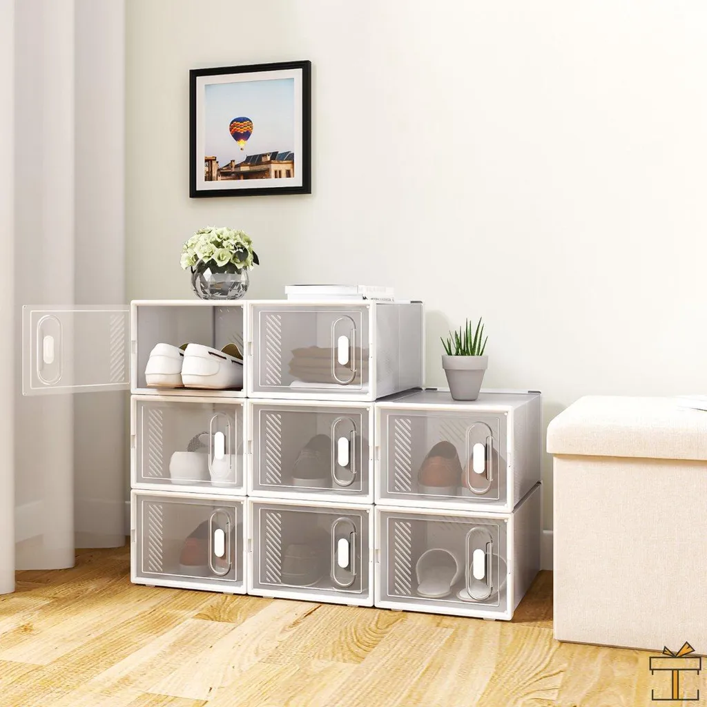 Rangement chaussures empilable moderne - Boîte transparente - 8 pcs - 2