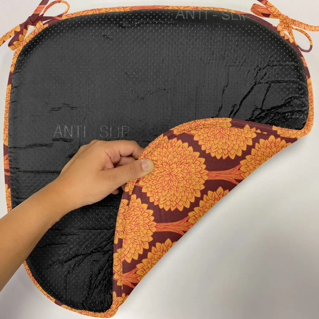 Coussin de Chaise Décoratif avec Attaches Imperméable Orange et Marron - 2