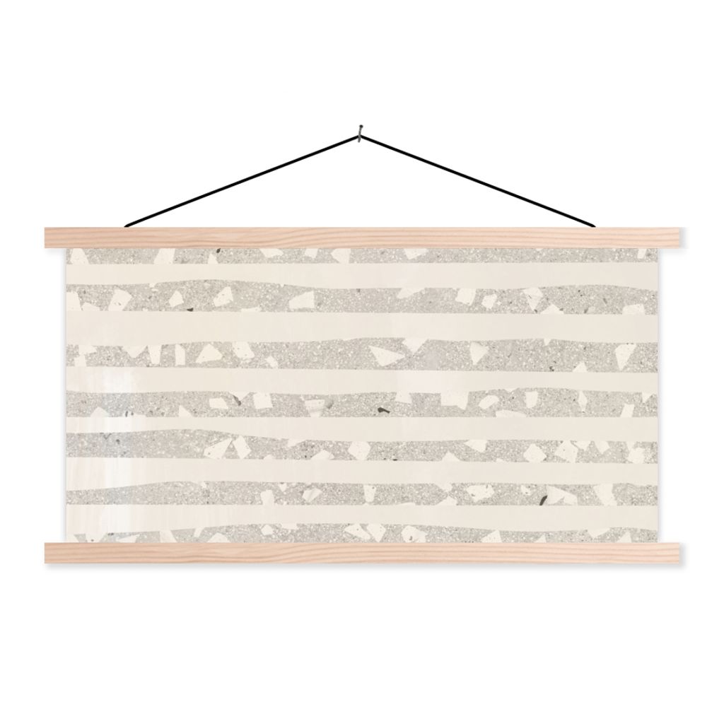 MuchoWow Textilposter Terrazzo - Terrasse - Pastell 60x30 cm mit holzfarbenen Rahmen - Dekoration