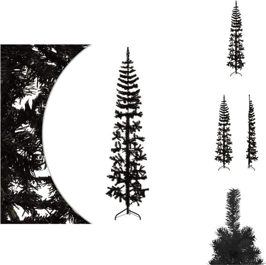 vidaXL Künstlicher Halb-Weihnachtsbaum Ständer Schlank Schwarz 180 cm - Weihnachtsbäume