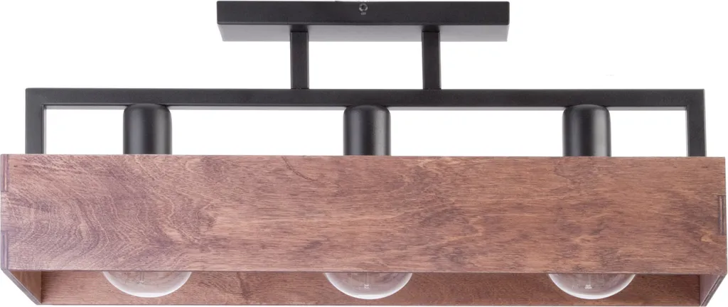 Luminaire de plafond Dakota 60cm en bois foncé et métal 3 lampes