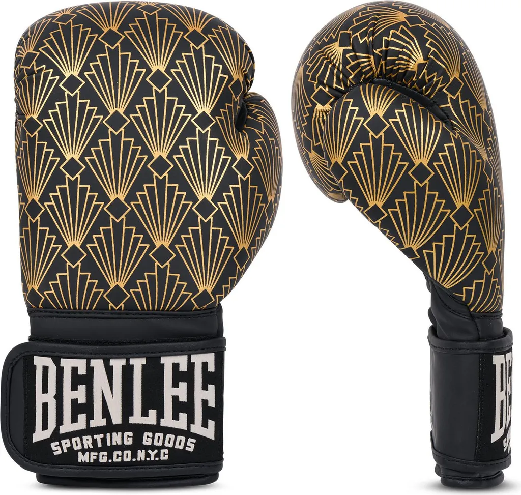 Gants de boxe MANFORD Benlee Black/Gold 12 oz en similicuir résistant