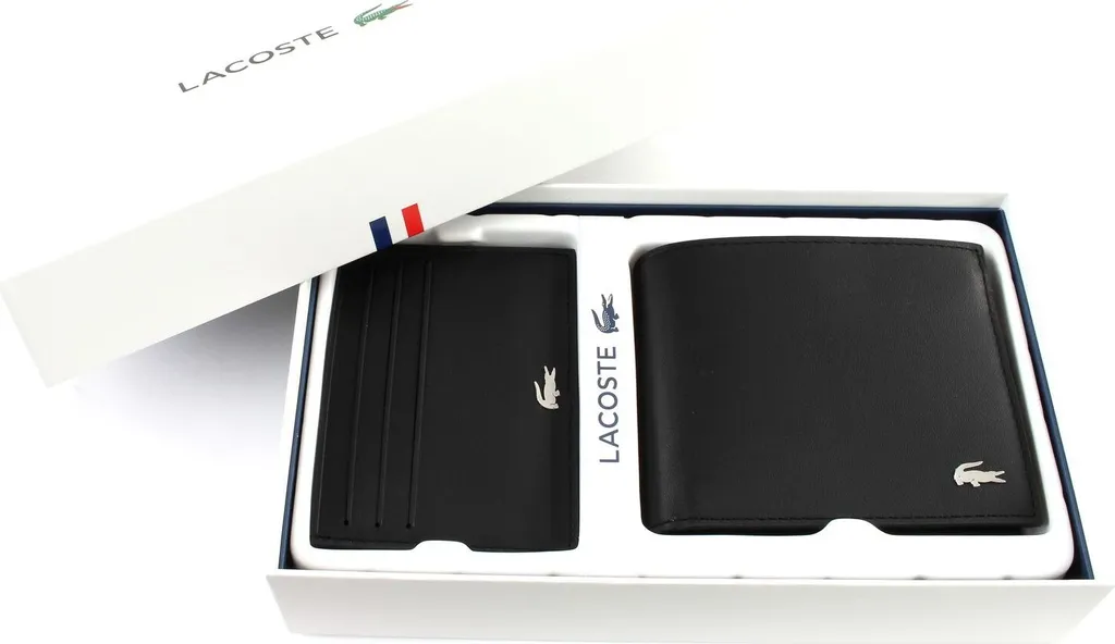 Lacoste FG M Billfold Coin Box en cuir noir - Porte-monnaie de luxe