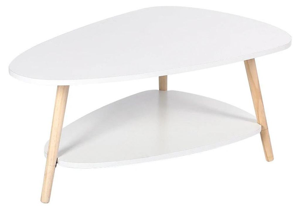 Couchtisch - Dreieckig - Mit Stauraum - Holz - Modern-minimalistischer Stil - Weiß