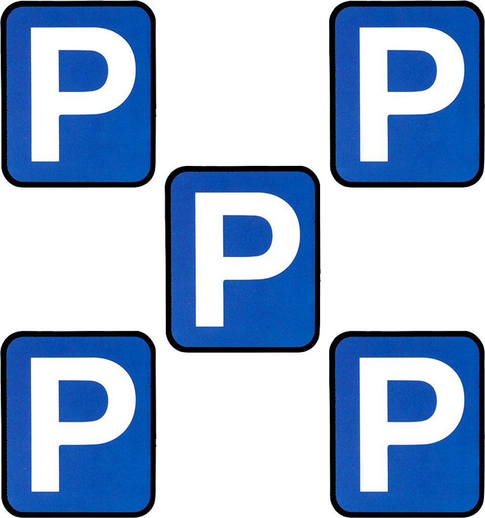 5 Parkschild Magnete für Magnettafeln, Kühlschränke, Plantafeln und Whiteboards. Emoji Magnet - 6 x 5 cm