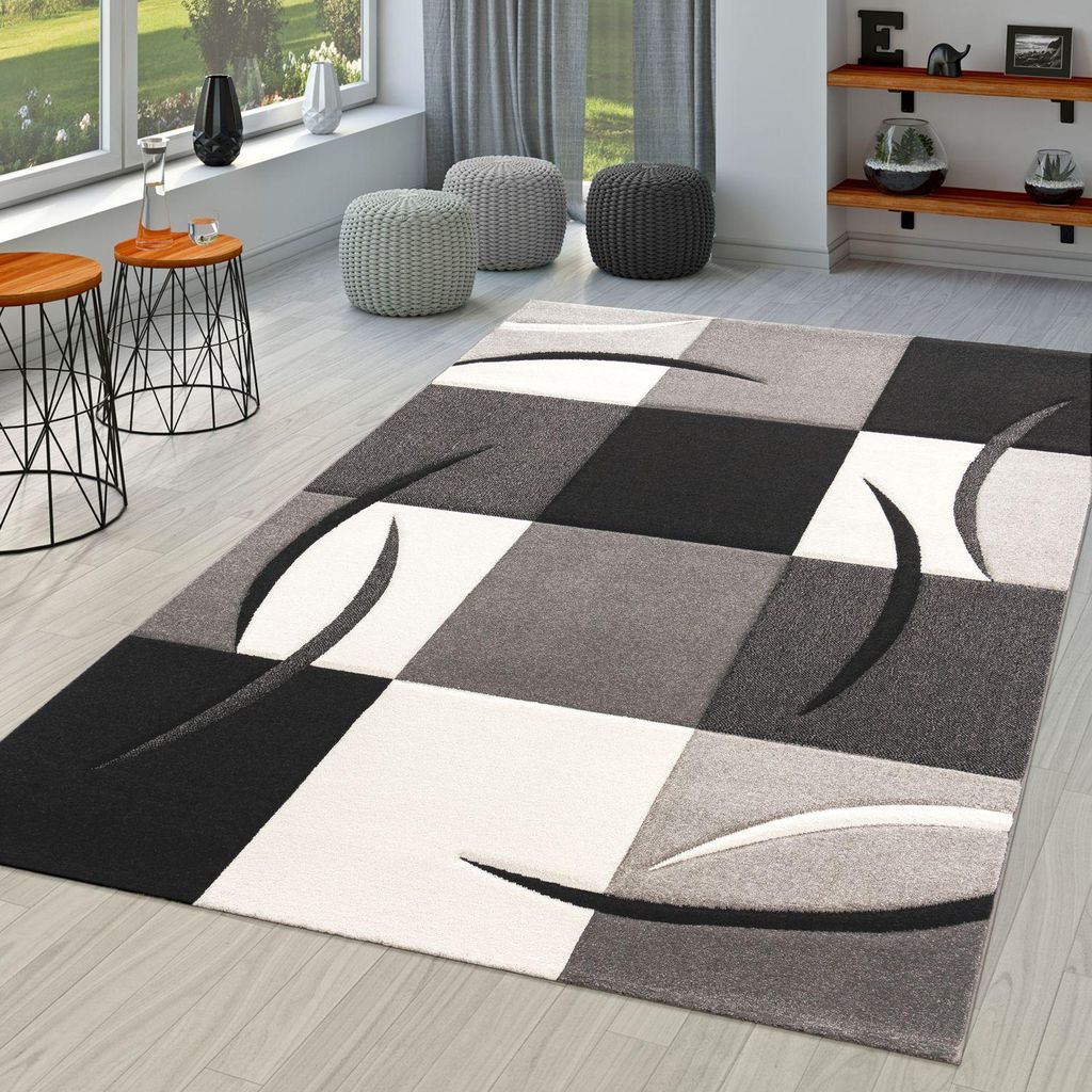 TT Home Wohnzimmer Teppich Moderner Kurzflor 3D Optik Produktbild 