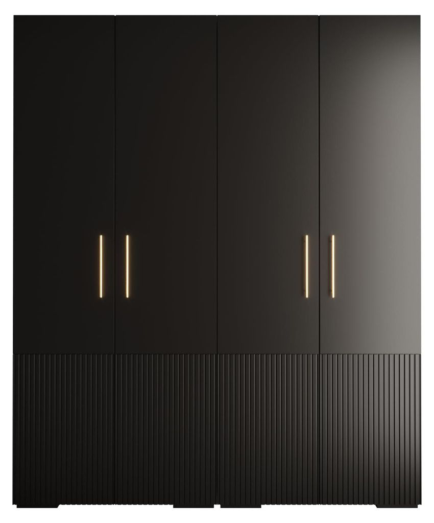 Kryspol - Kleiderschrank Schwarz, 4 Tür, 2 Modul 200x236,7x47cm, Manhattan Ryfel 3