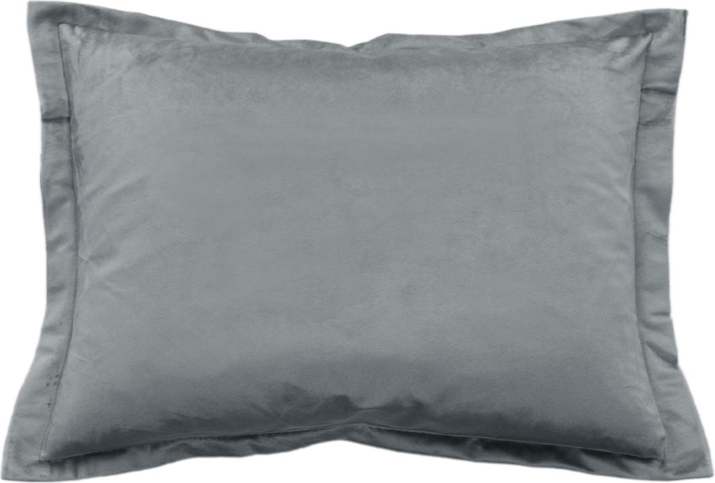 Kissenbezug 30x50 cm grau samt weich mit 2 cm Steg Kissenhülle Plüsch Kissen