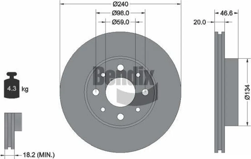 Disque de frein avant de rechange pour modèles Fiat Palio et Siena