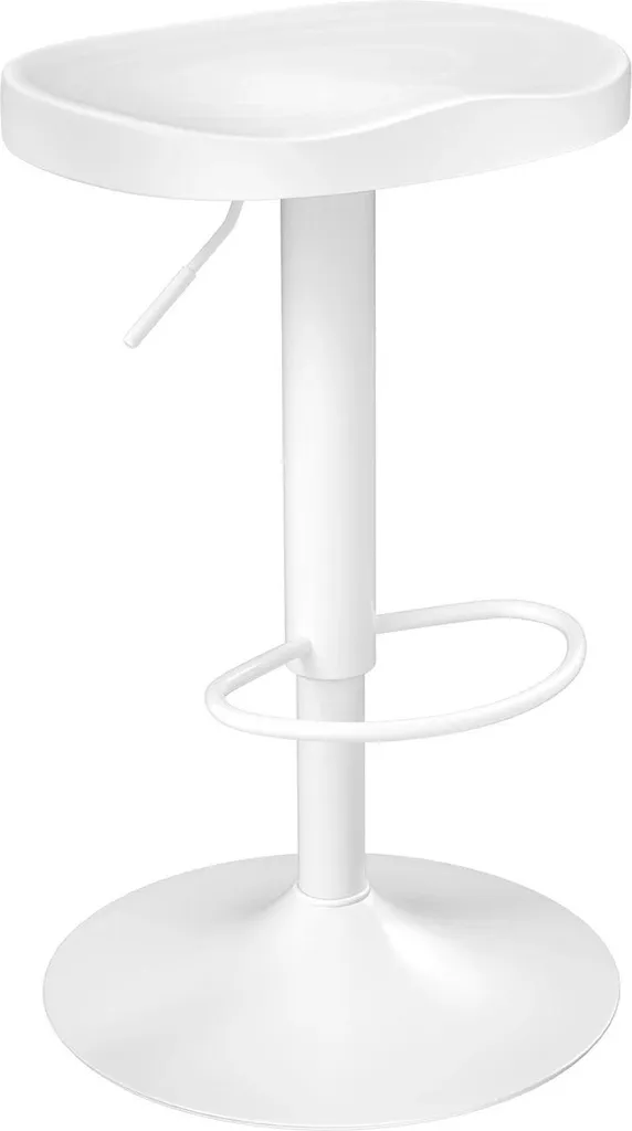Tabouret de bar en bois et métal blanc réglable de 60 à 81 cm - S10