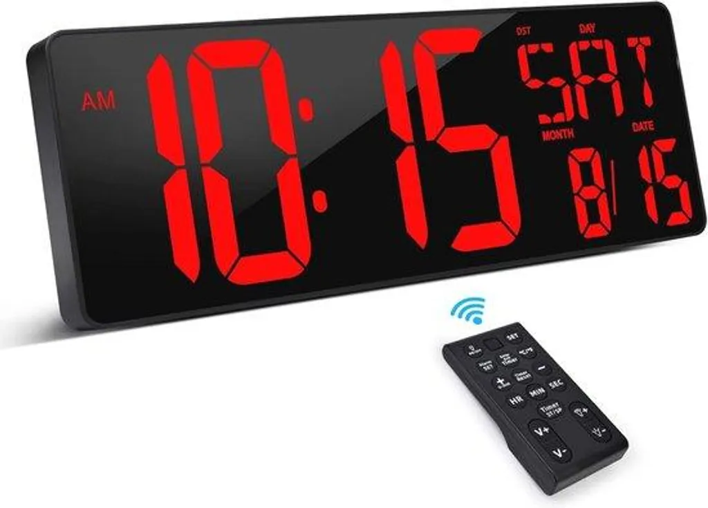 Grande Horloge Murale pour Salon et Bureau avec Écran LED Lisible