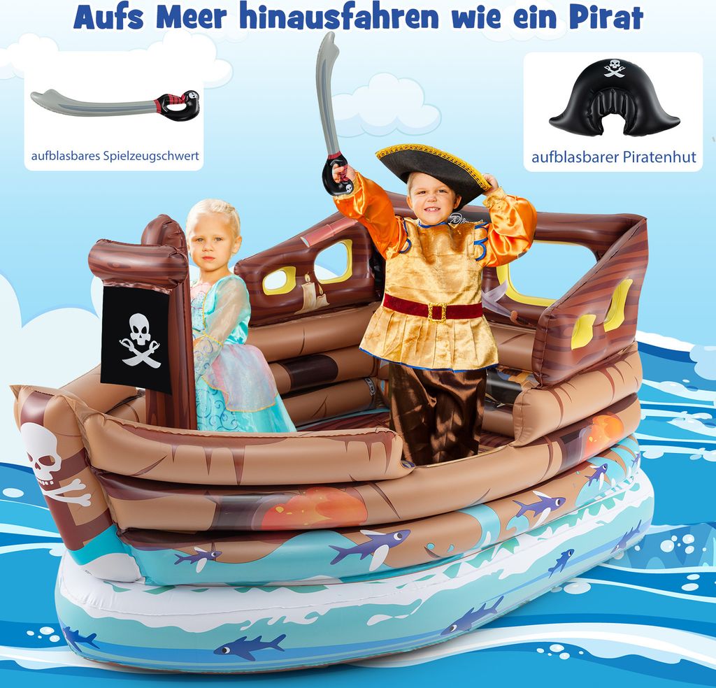 6 Stück Aufblasbare Piratenschwerter - 63cm Partyspaß Für Kindergeburtstage