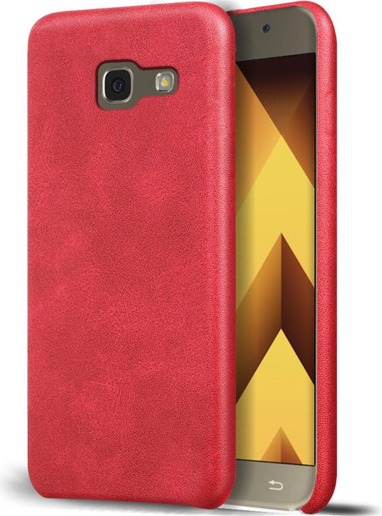 Conie Schutzhülle für Samsung Galaxy A3 2017 A320 Tasche klar Case Cover Bumper Silikon Hülle Kunstleder in Rot