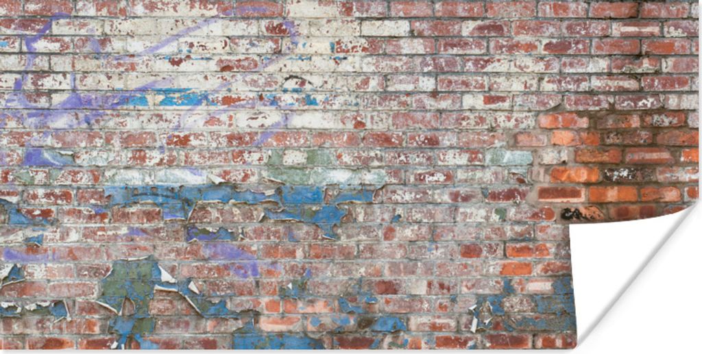 MuchoWow Poster Backstein - Straßenkunst - Wand 160x80 cm - Foto Poster