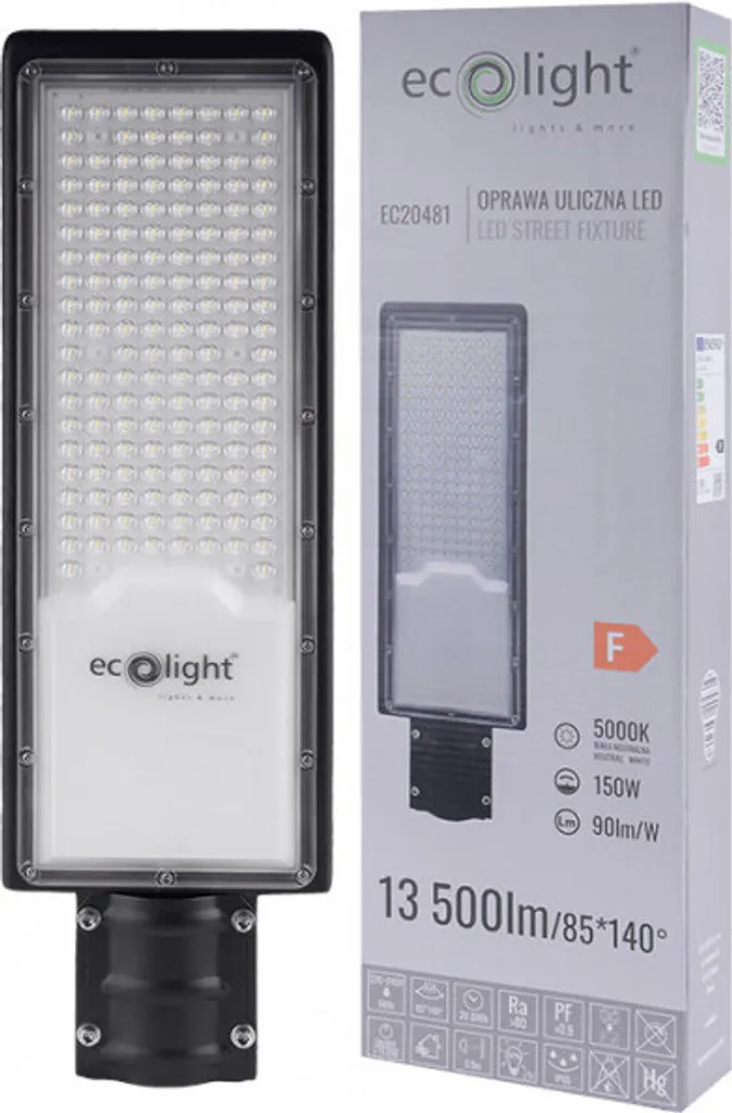 Solution éclairage public puissant 150W 13500lm contre zones d'ombre