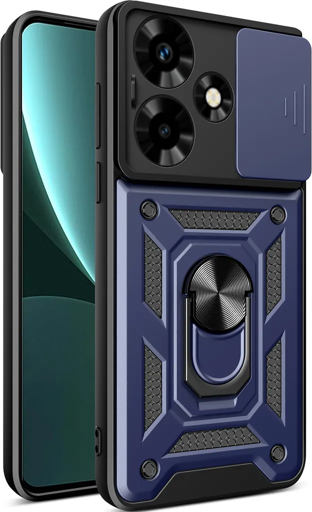 Custodia Infinix Hot 30 Blu con Supporto Auto Magnetico e Ring