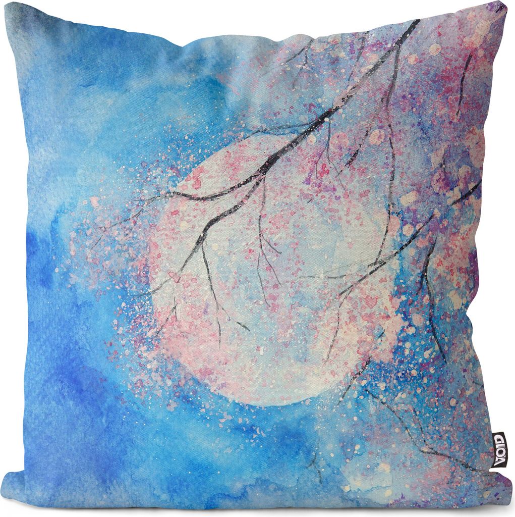 VOID Mond Kirschblüten Blumen Kissenbezug Kissenhülle Polyester wasserfest Outdoor Indoor