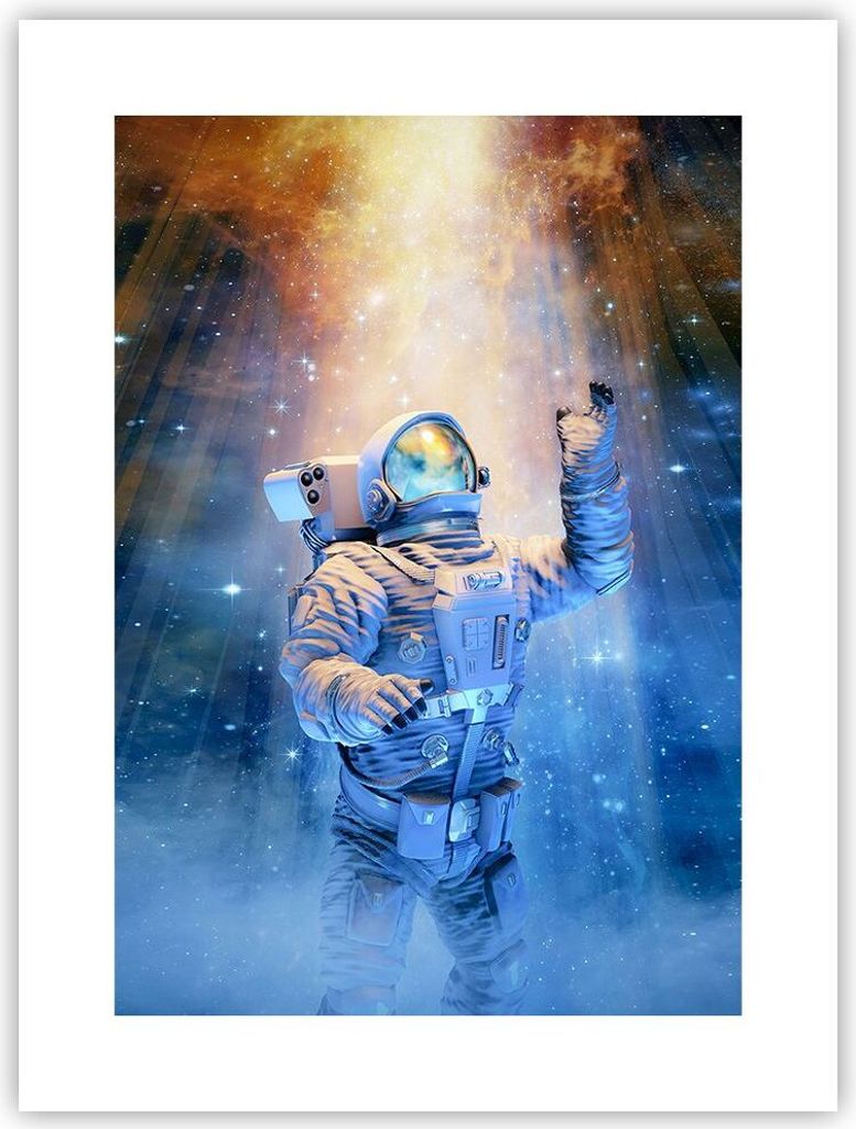 Poster - Poster ohne Rahmen - Astronaut Licht Kosmos - 30x40 cm - Wand Bild - Wanddeko - Wandbilder - Kunstposter - Wandposter - Bilder - Kunstdruc...