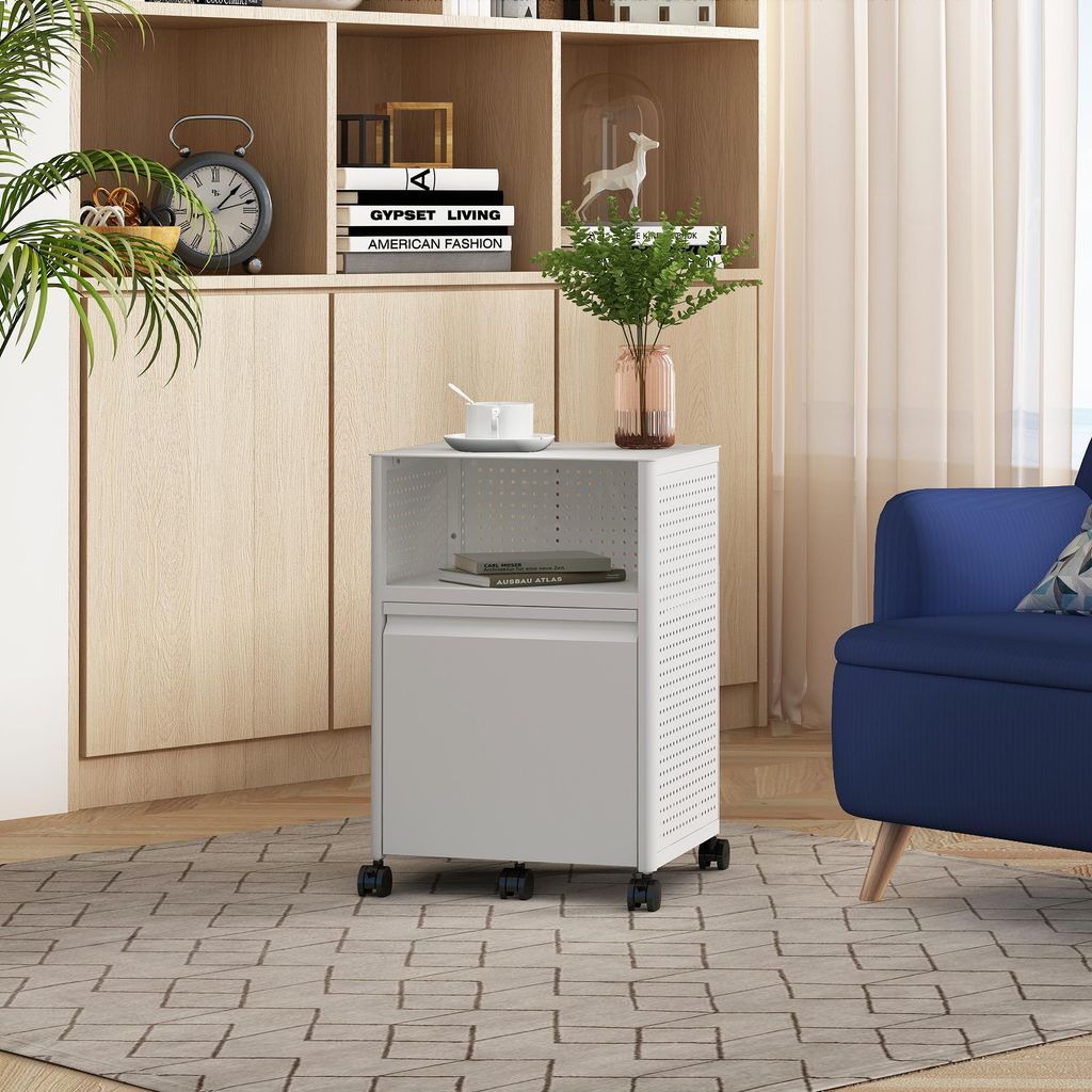 Rollcontainer 'Velvevn' mit Schublade Stahl 54 x 40 x 36 cm Weiß