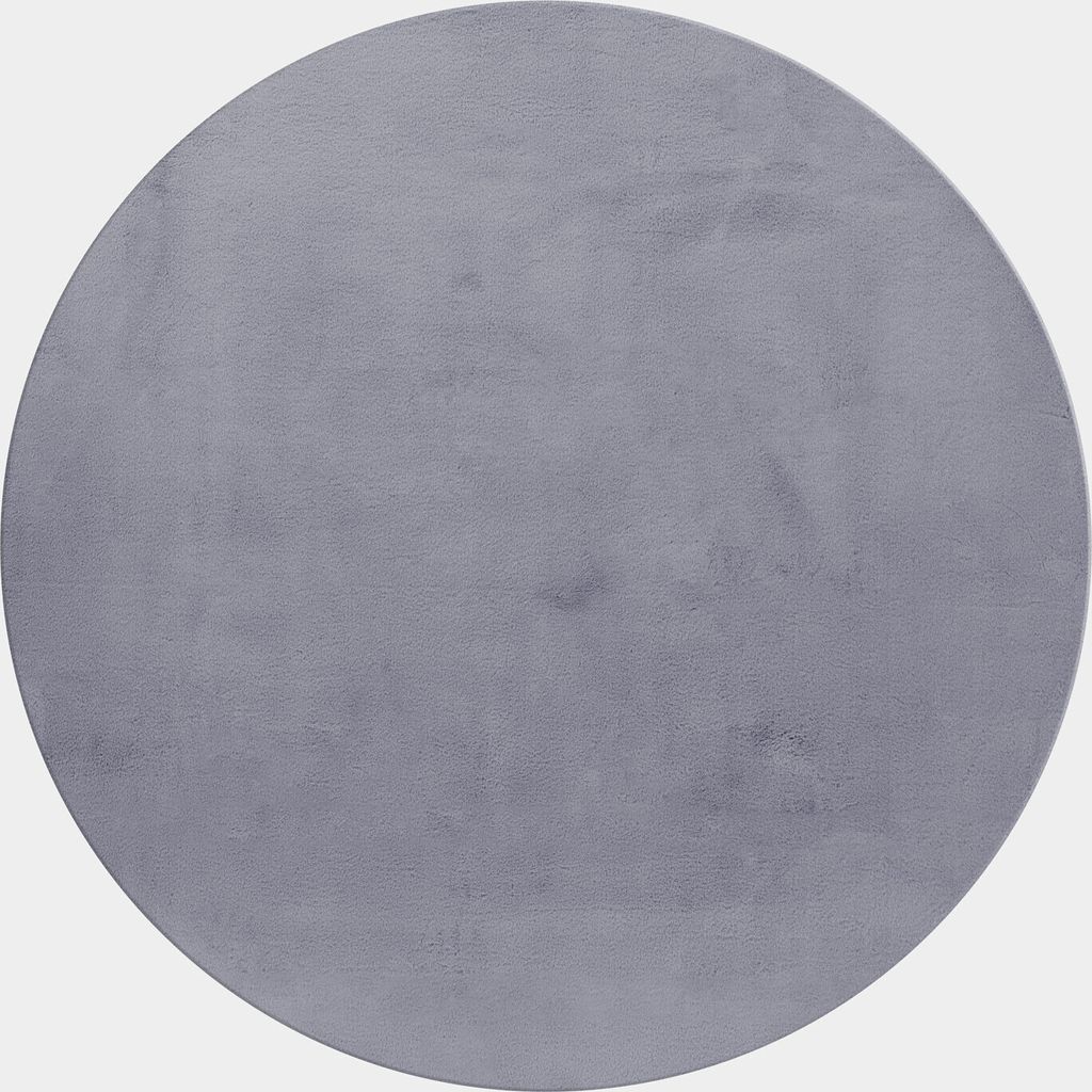 Hochflor Teppich Pia rund, Farbe: Grau, Größe:120 cm rund
