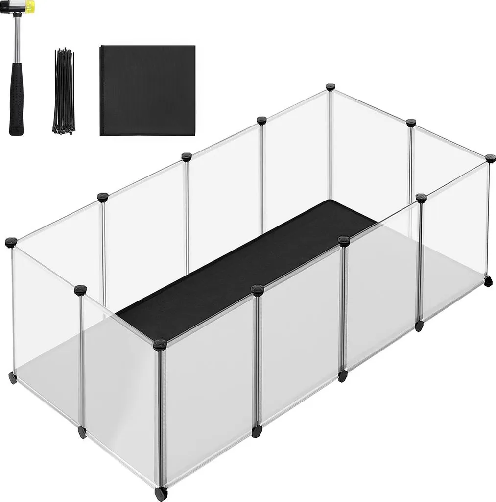 Parc modulable pour rongeurs et lapins avec tapis de sol 143x73x46cm