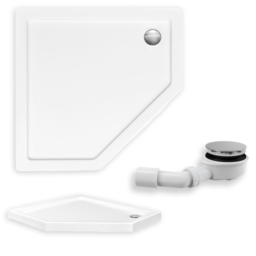 Duschwanne Fünfeckig 90x90x6 Sanitäracryl Duschtasse Glatt Produktbild 