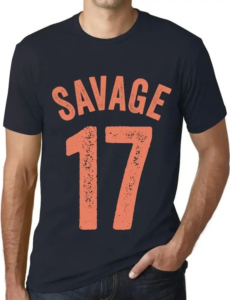 Herren Grafik T-Shirt Savage 17 Geschenk 17. Geburtstag Jahrestag 17 Jahre Jubiläum 17 Jährige Mann Jahrgang 2007 Kurzarm Lustige Druck