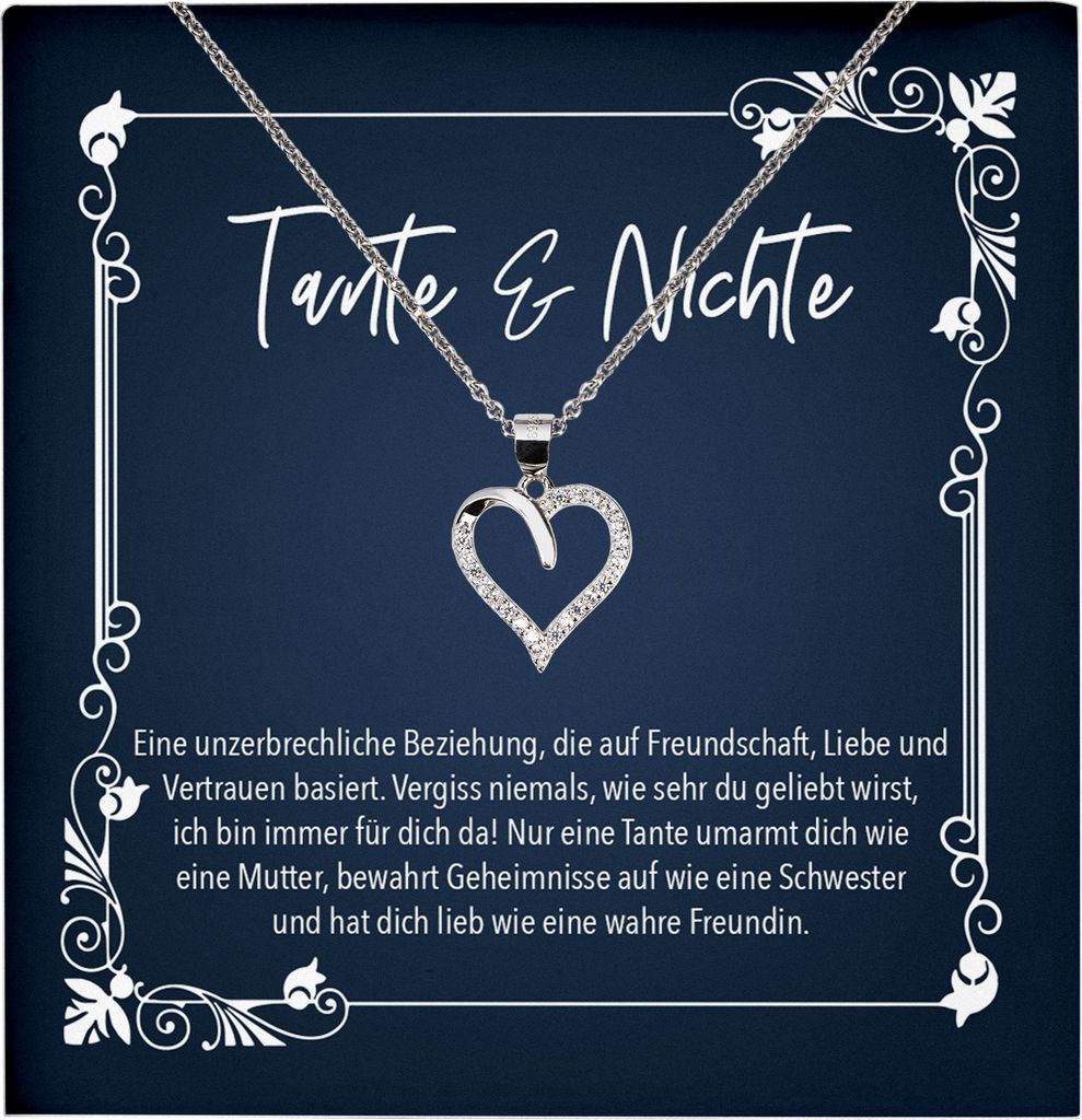 22Feels Echt Silber Halskette - An Meine Nichte Geschenk von Tante 18. Geburtstag Weihnachten Abschluss Schmuck Set für Mädchen und Frauen - Herz...