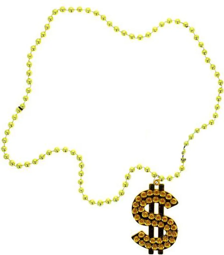 Collana Simbolo Dollaro Oro - Catena Grossa per Costumi e Maschere