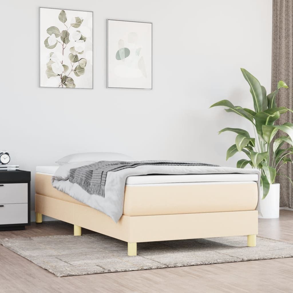 The Living Store Boxspringbett mit Matratze Creme 90x190 cm Stoff