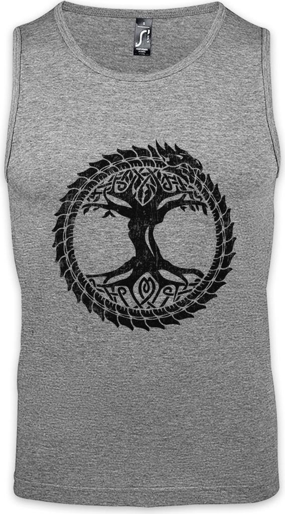 Urban Backwoods Ouroboros Yggdrasil, Ärmelloses T-Shirt, Farbe: Hellgrau, Größe: 3XL
