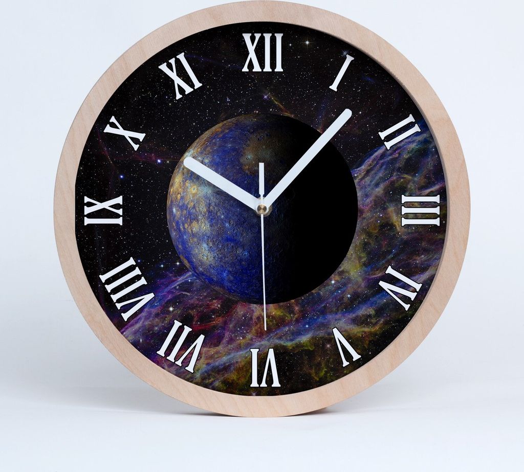 Holzuhr 30fi cm wanduhr - weiße Spitzen - Merkur