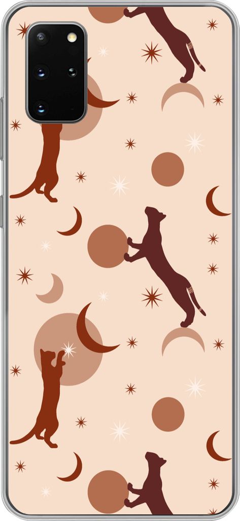 MuchoWow Handyhülle Schutzhülle Hülle für Telefoonhoesje Samsung Galaxy S20 Plus Muster - Katze - Mond - Pastell - Mädchen - Kinder - Kinder...