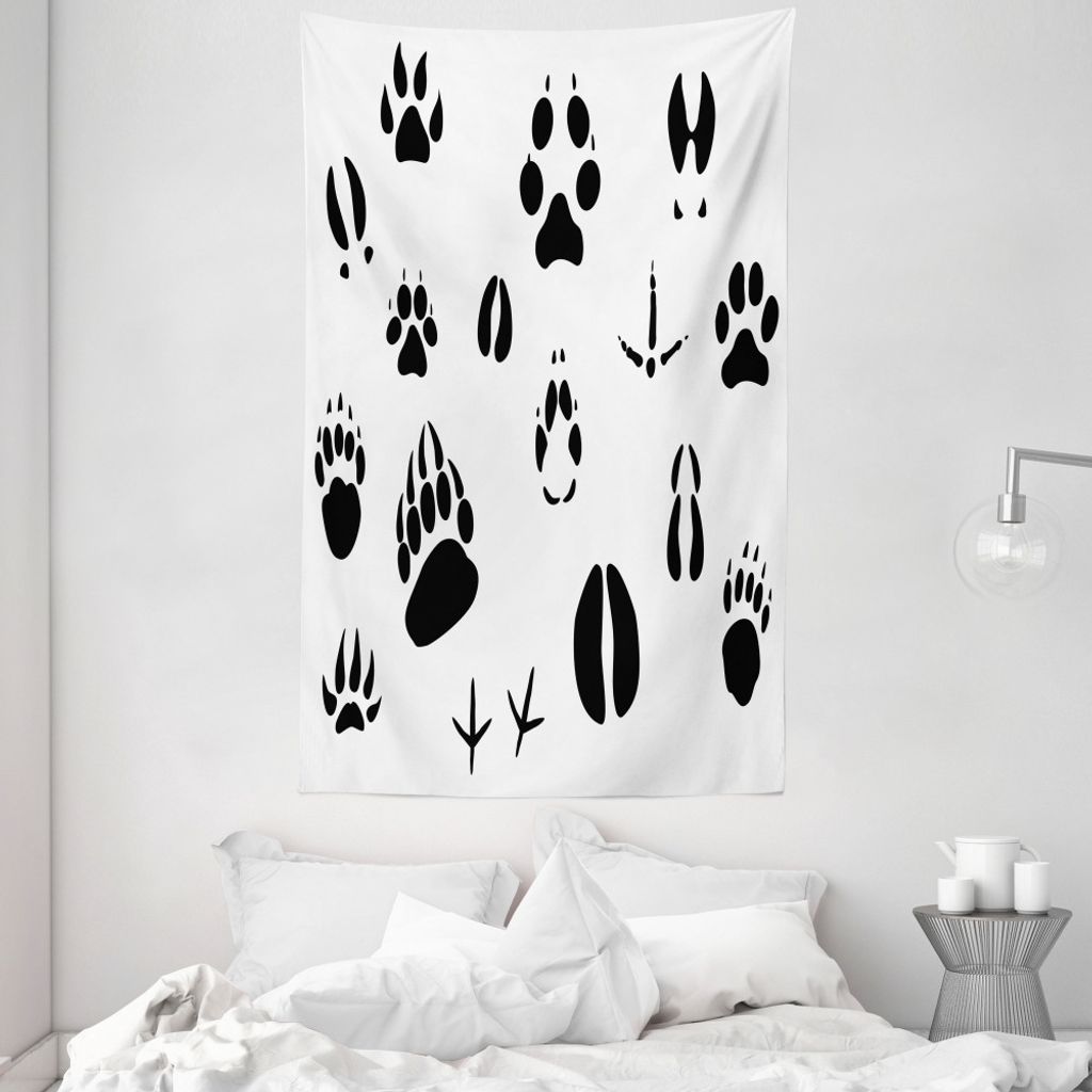 ABAKUHAUS Jagd Wandteppich und Tagesdecke, Tier-Tier-Abdrücke aus Weiches Mikrofaser Stoff Waschbar ohne Verblassen Digitaldruck, 140 x 230 cm, Sc...