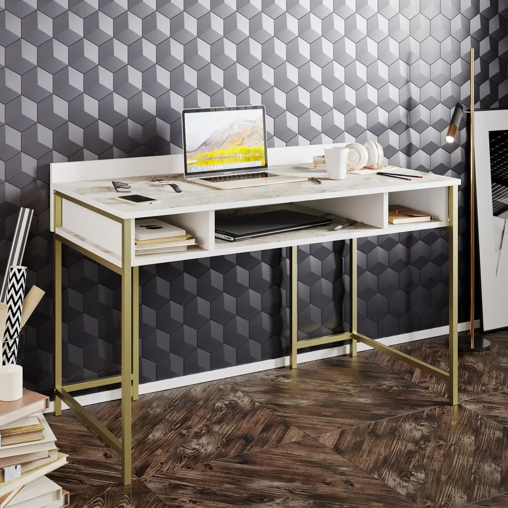 Skye Decor Tumata - Bureau Or Élégant 120 x 75 x 60 cm pour Espace Design