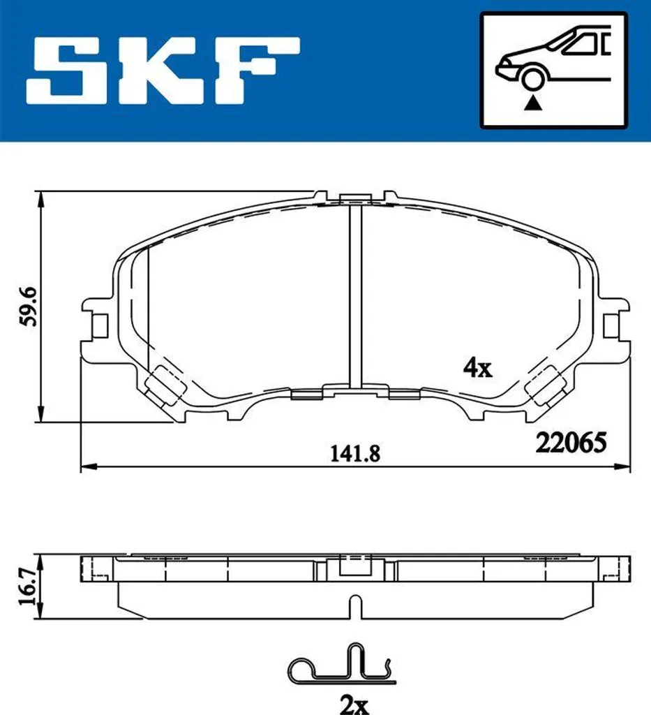 SKF VKBP 80557 A Jeu de Plaquettes de Frein à Disque OE 410601596R