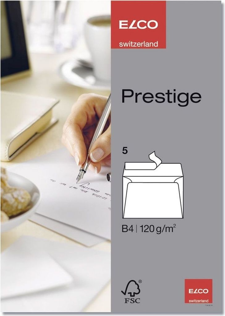 Briefumschläge Prestige B4 hochweiß Haftklebung Papier 120 g/qm VE=10x5 Stück